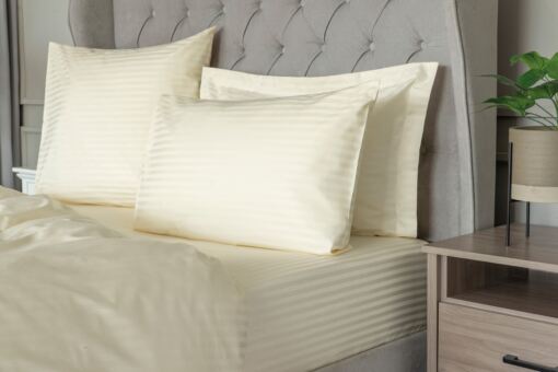 Hotel Suite 540 Count Satin Stripe 38cm Fitted Sheet Hotel Suite 540 Count Satin Stripe 38cm Fitted Sheet