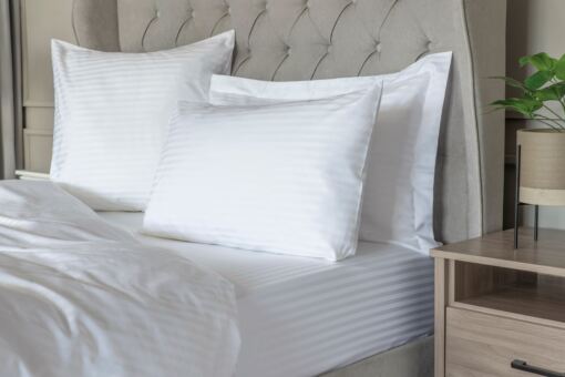 Hotel Suite 540 Count Satin Stripe 38cm Fitted Sheet Hotel Suite 540 Count Satin Stripe 38cm Fitted Sheet