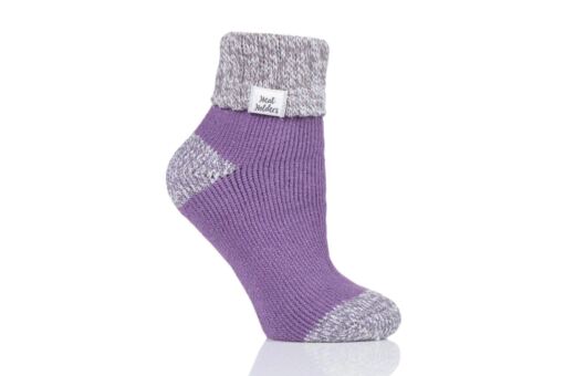 Ladies Heat Holder Sleep Socks - Rib Turn Over Cuff
