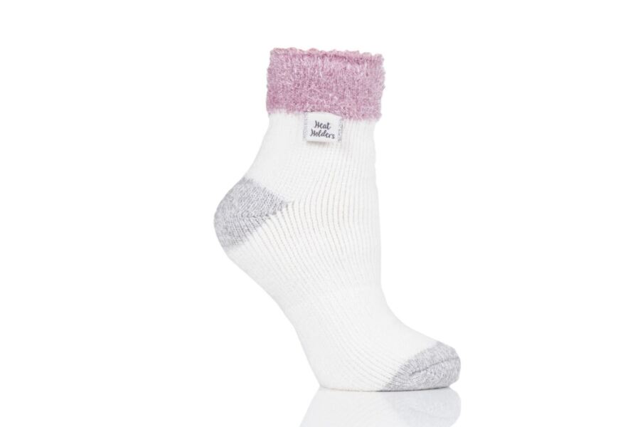 Ladies Heat Holder Sleep Socks - Feather Top