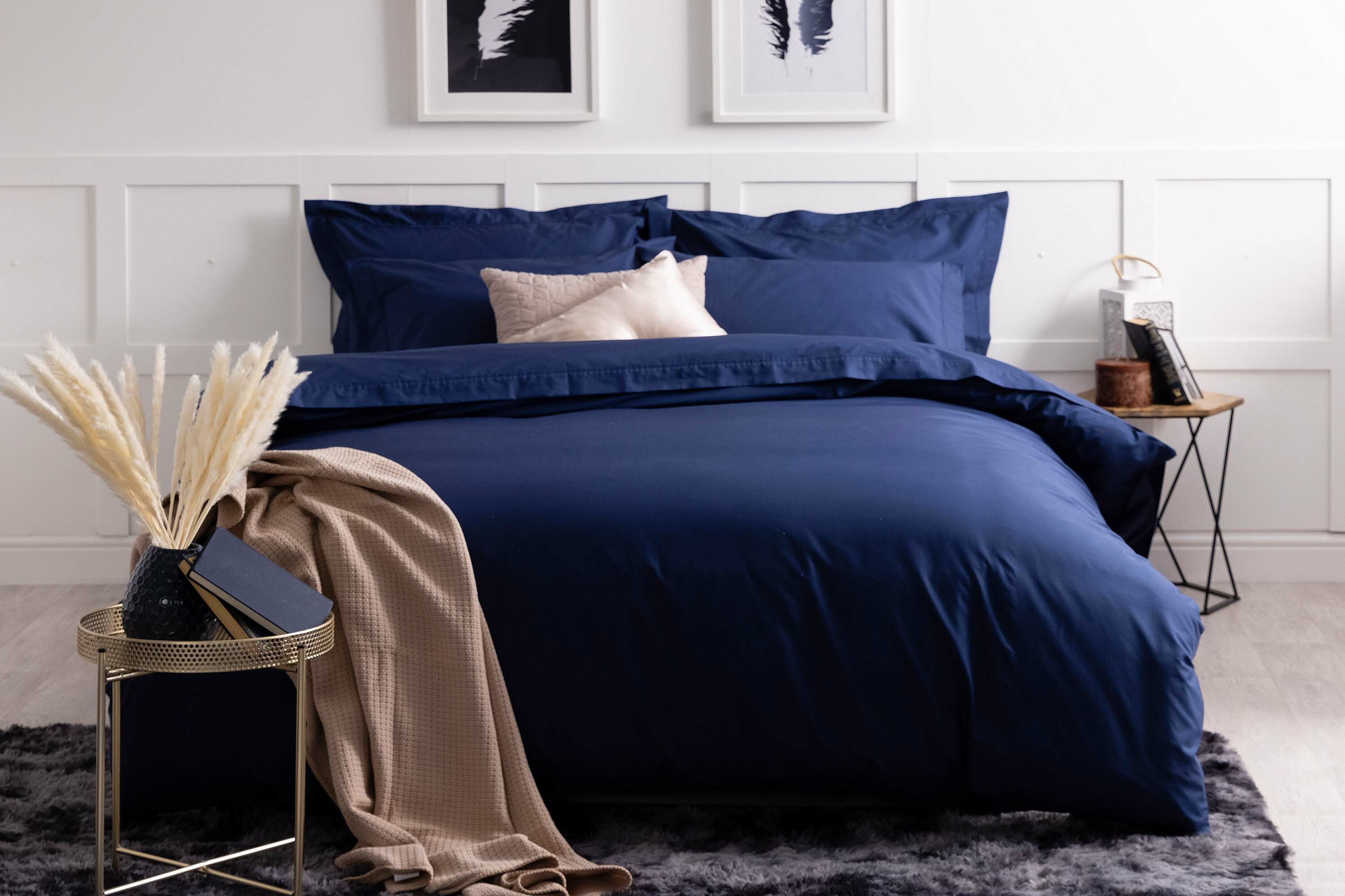 Plain duvet cover in navy