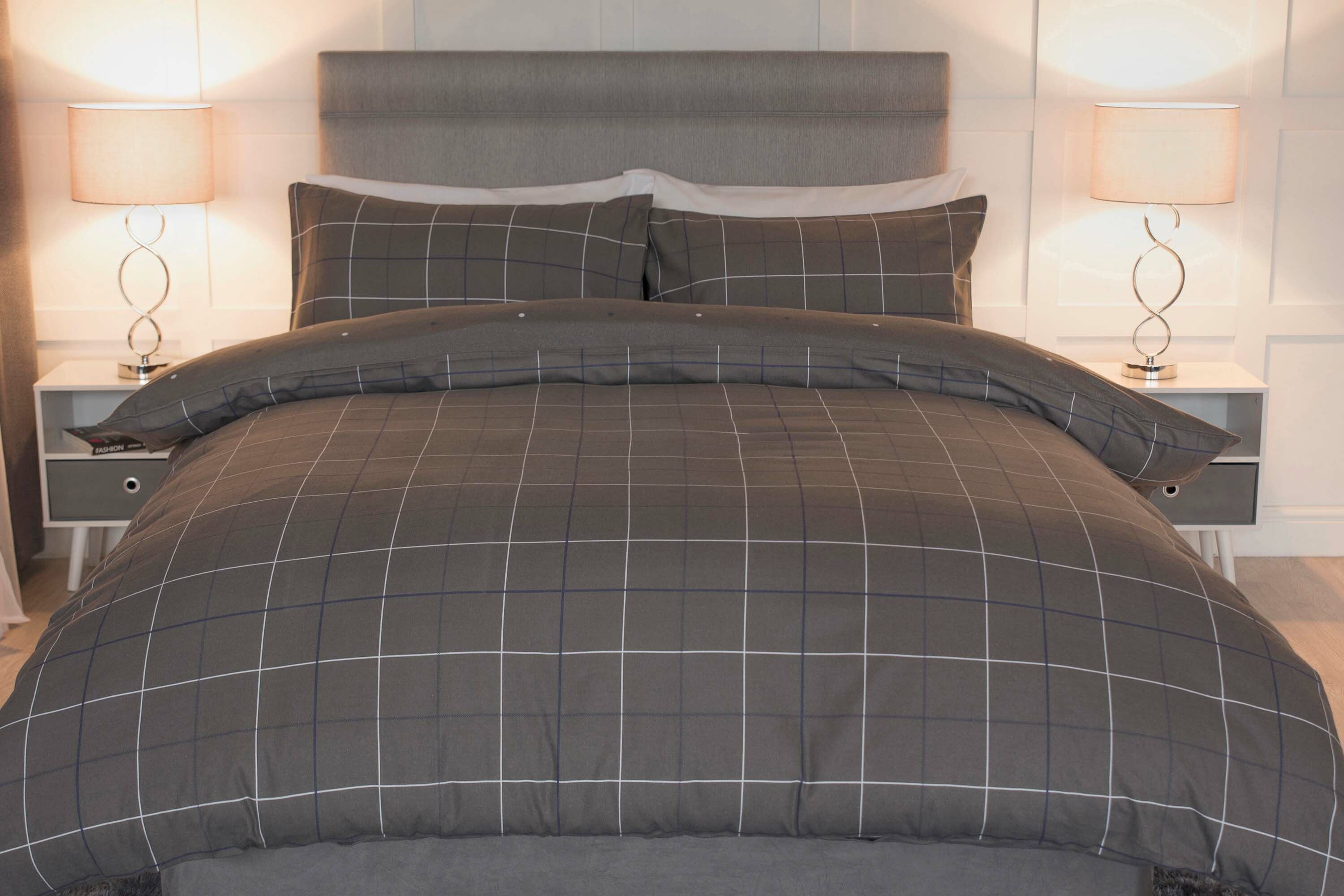 Checked brushed cotton duvet cover